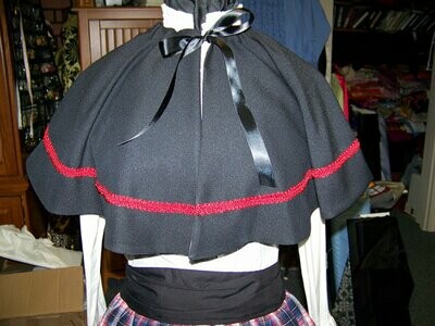 Dickens Colonial cape Victorian costume Black Medium weight cotton with red trim