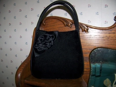 Vintage Black Velvet Purse small clutch SALE with Free Shipping