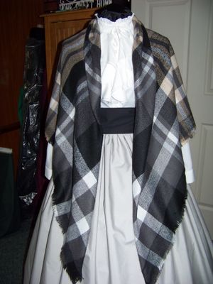 Dickens Costume Gray Skirt with Black Sash and 58" Square Shawl one size fits most.