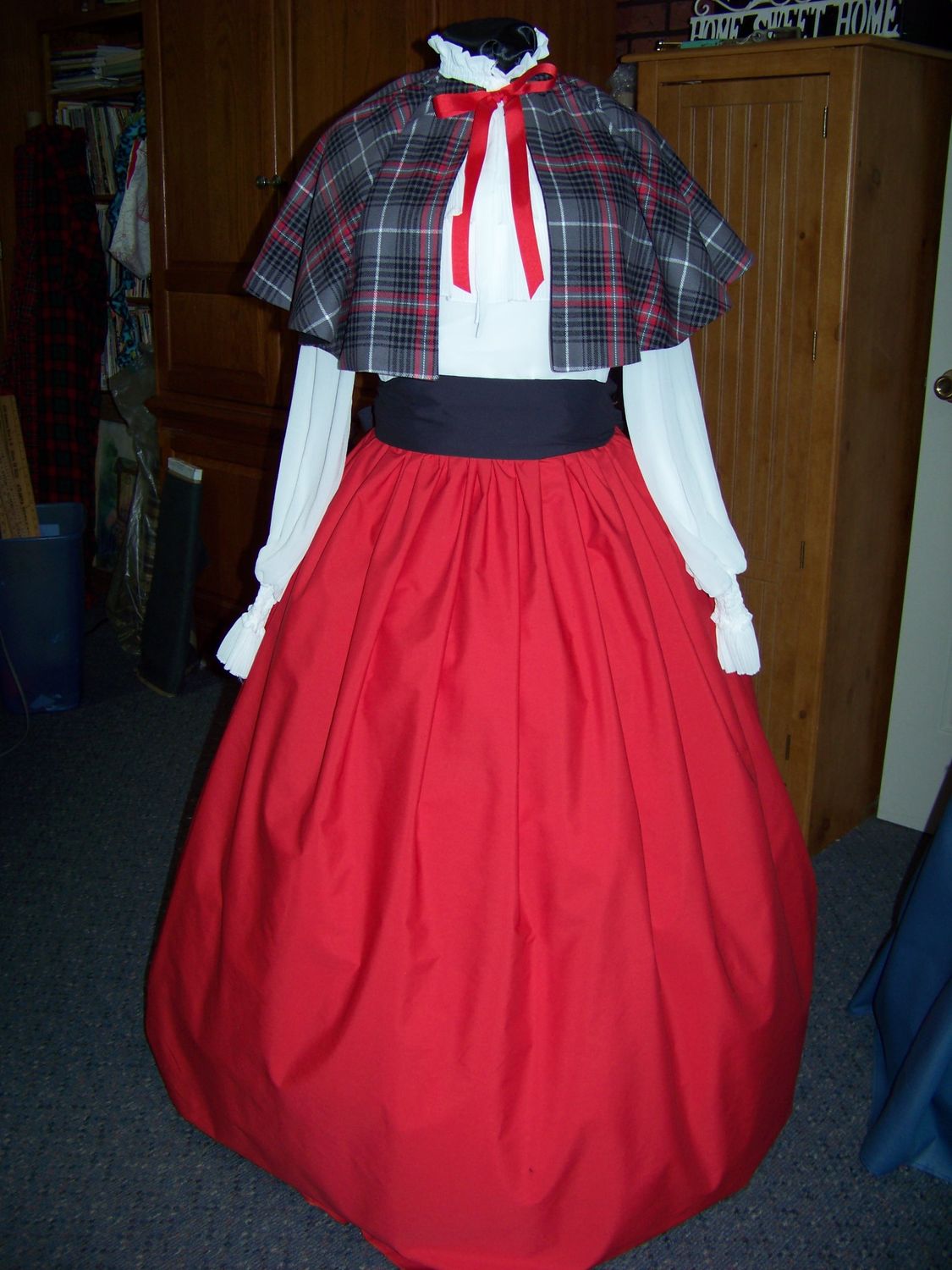 Custom order for Heather Dickens Costume Red skirt with black sash only