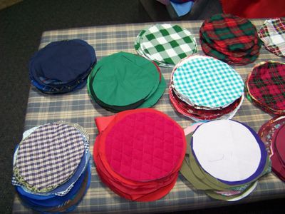 Sale 100 Scrap pieces of fabric some solids, plaid, homespun, flannel gingham check and calico 4&quot; - 6&quot; circles assortment.