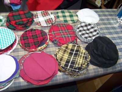 Sale 100 Scrap pieces of fabric some solids, plaid, homespun, flannel gingham check and calico 4" - 6" circles assortment.