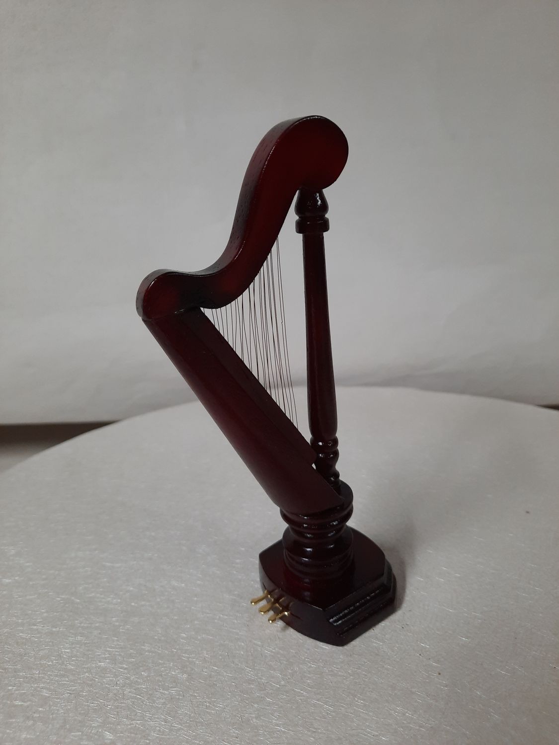 Vintage 1980s NOS wooden Parlor furniture includes Red Mahogany colored stain Music Harp