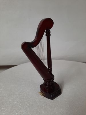 Vintage 1980s NOS wooden Parlor furniture includes Red Mahogany colored stain Music Harp