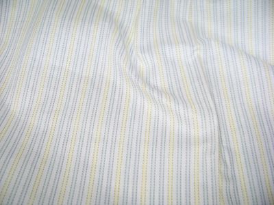 Vintage baby boy blue, white, yellow and green Pillow Ticking Stripe 1990's New fabric never been washed. 100% cotton printed on one side 43"