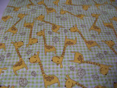 Giraffe Jungle Dot exclusively for JoAnn's fabric, 100% cotton yellow, Lt. green checked, tan giraffe with yellow and brown outline