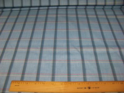 Vintage shirt fabric light blue plaid cotton Oxford cloth this is from the 1980's it is in great shape. Fabric measures 60" and 3 yards long.
