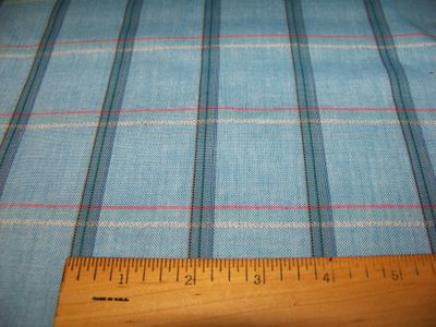 Vintage shirt fabric light blue plaid cotton Oxford cloth this is from the 1980's it is in great shape. Fabric measures 60" and 3 yards long.