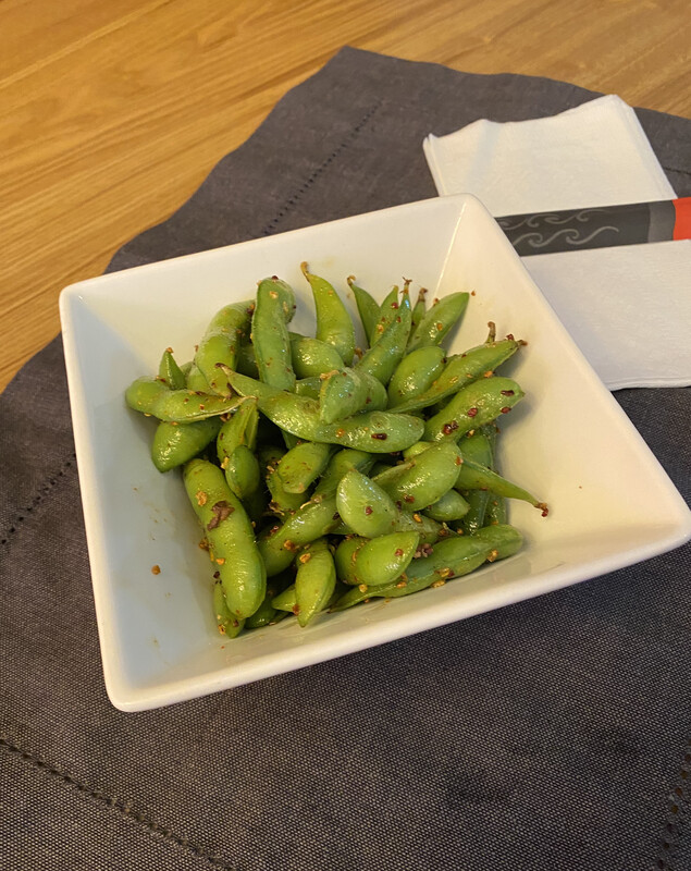 Spicy PanFried Edamame