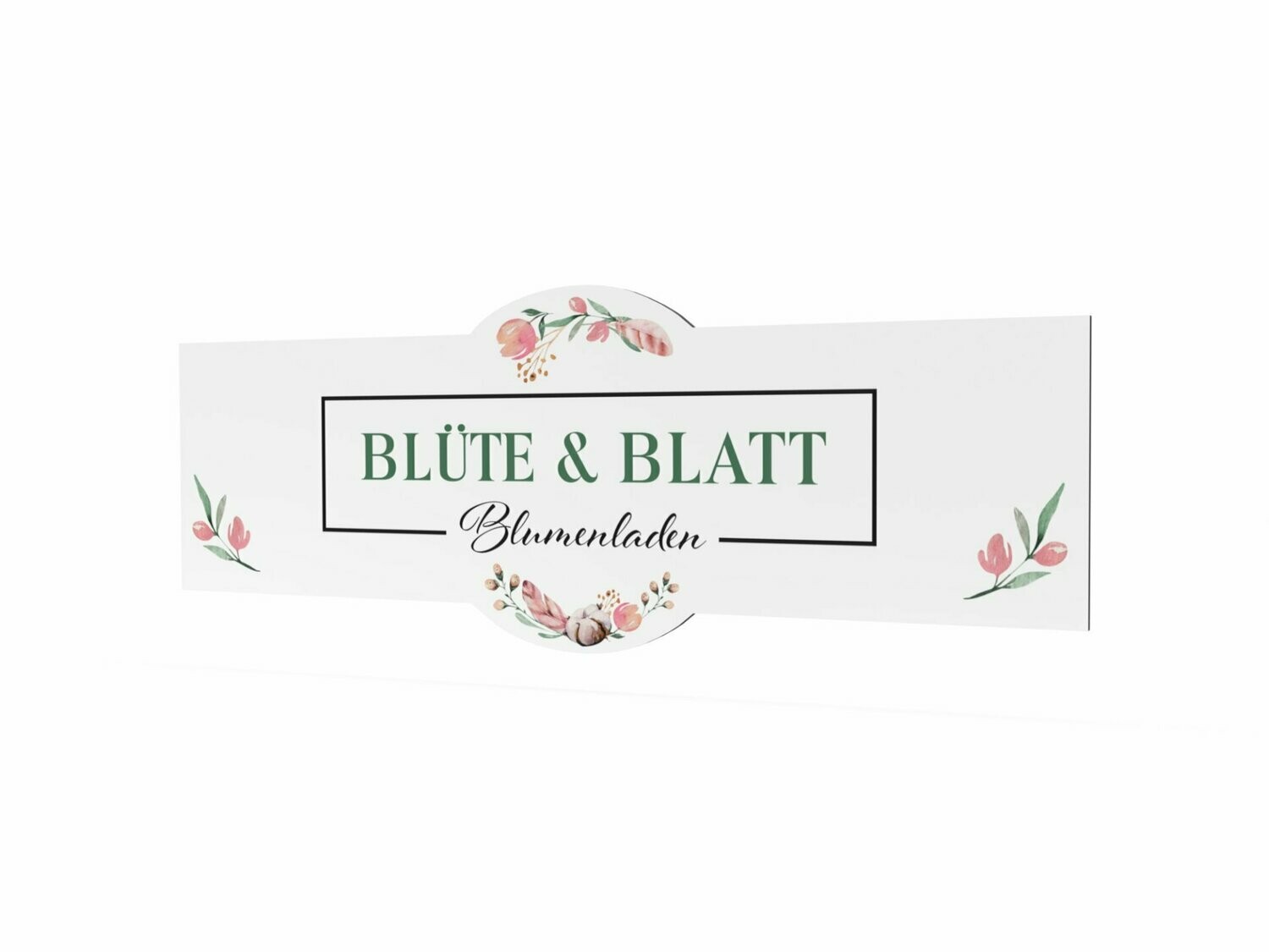 Werbeschild, Blüte & Blatt, 1600 x 600 mm