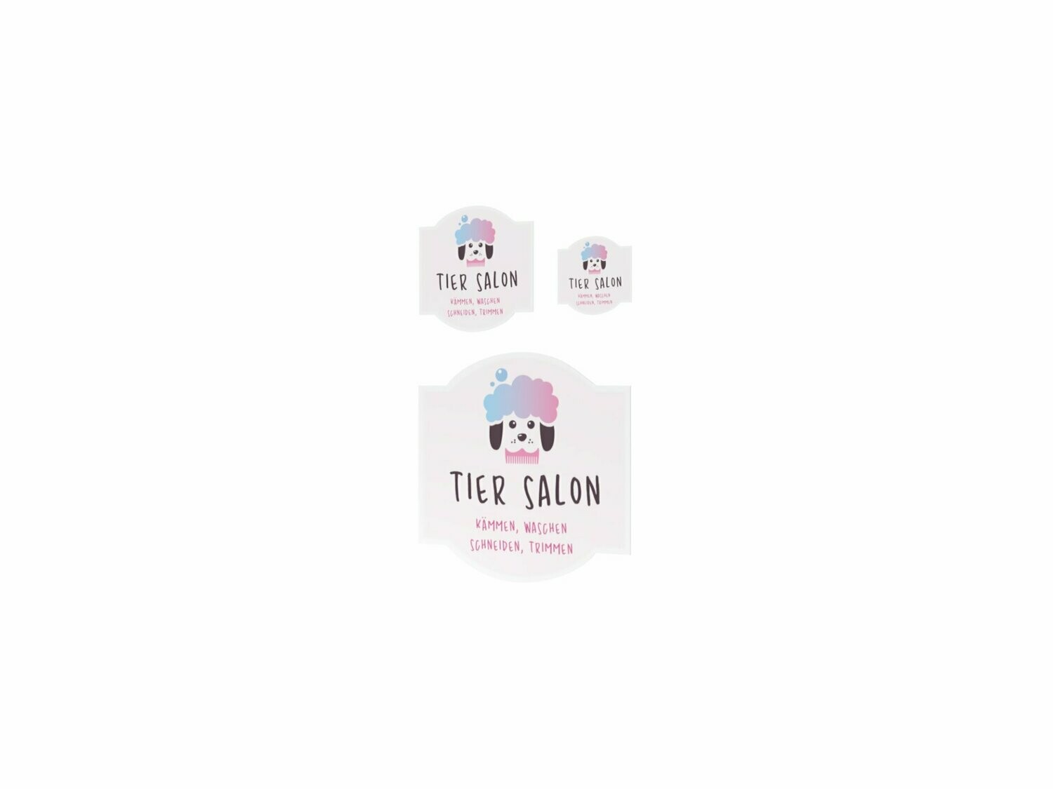 Werbeaufkleber, Tiersalon, 3er Set