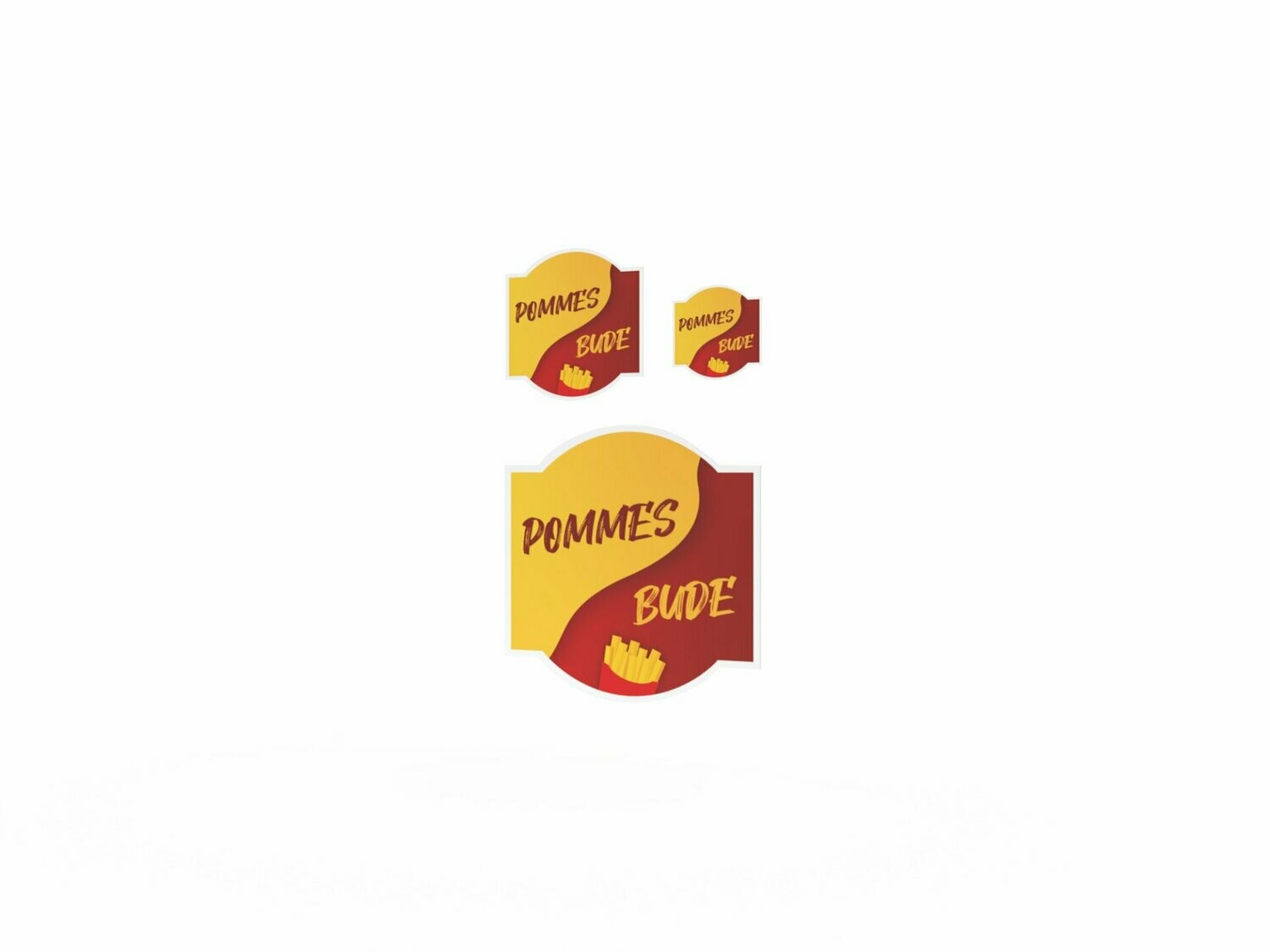 Werbeaufkleber, Pommesbude, 3er Set