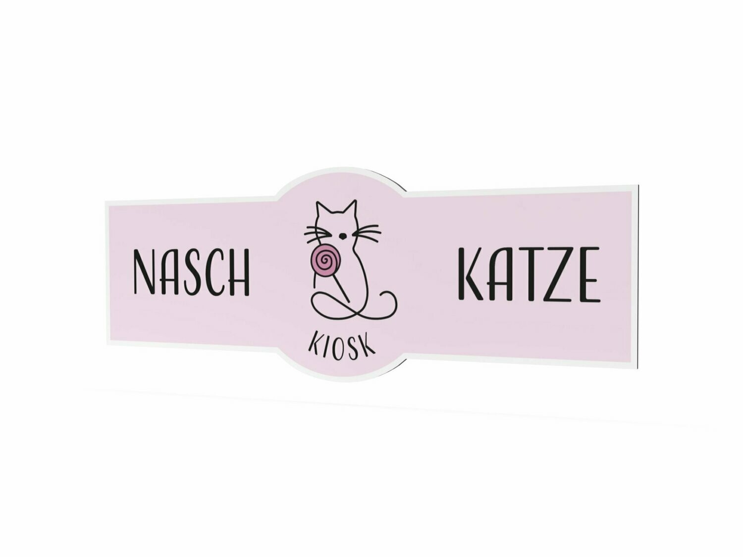 Werbeschild, Naschkatze, 1600 x 600 mm