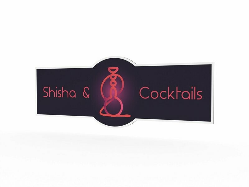 Werbeschild, Shisha & Cocktails, 1600 x 600 mm