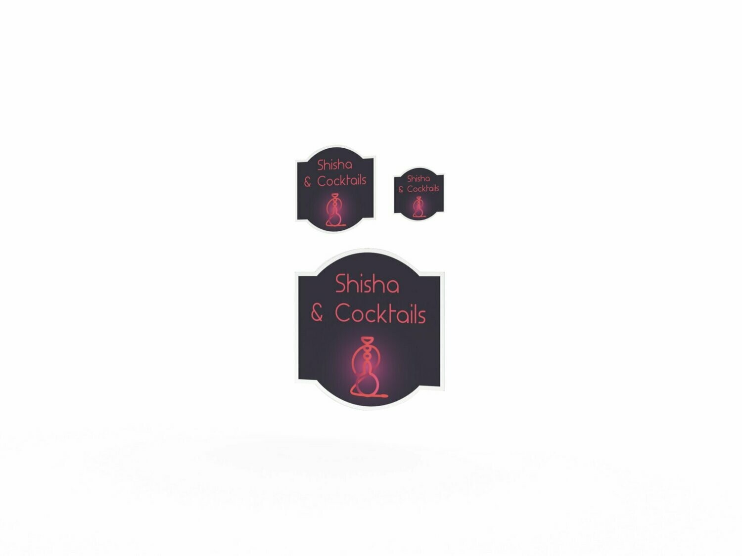 Werbeaufkleber, Shisha & Cocktails, 3er Set
