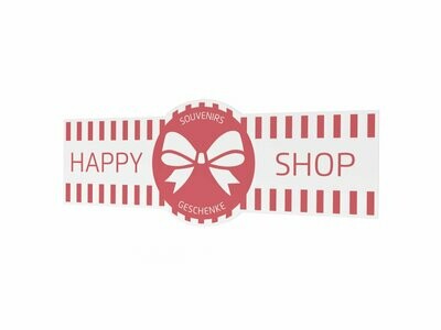 Werbeaufkleber, Happy Shop, 1600 x 600 mm Werbeaufkleber, Happy Shop, 1600 x 600 mm