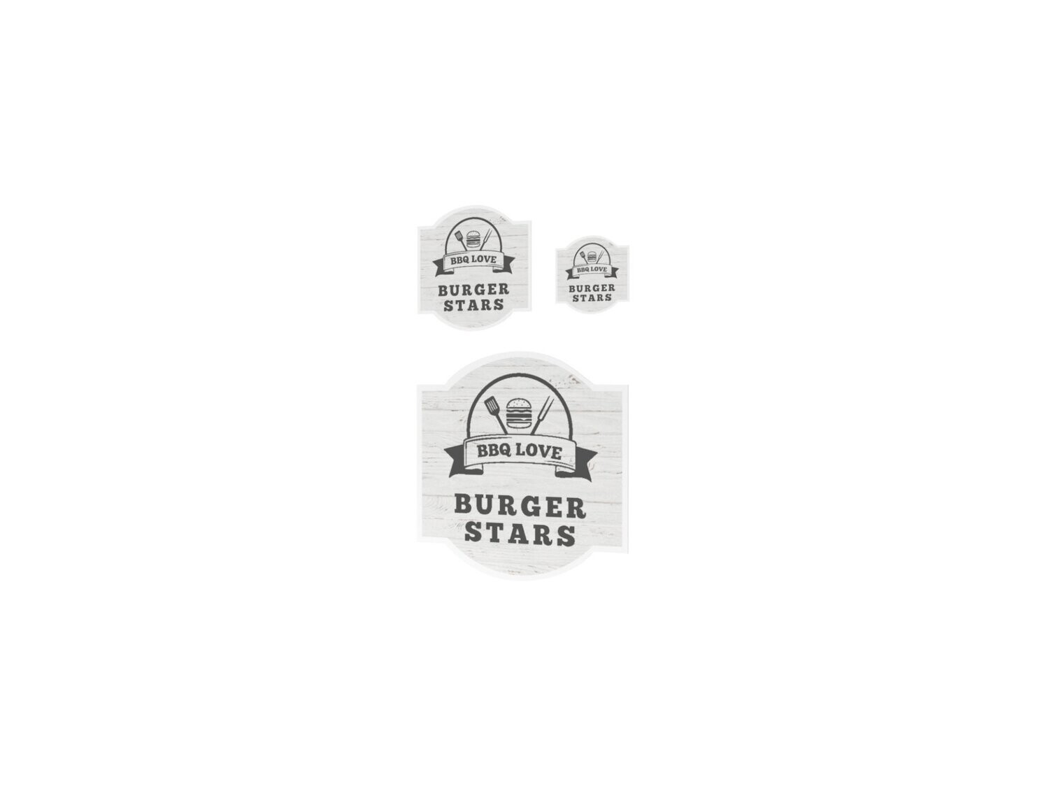Werbeaufkleber, Burger Stars, 3er Set
