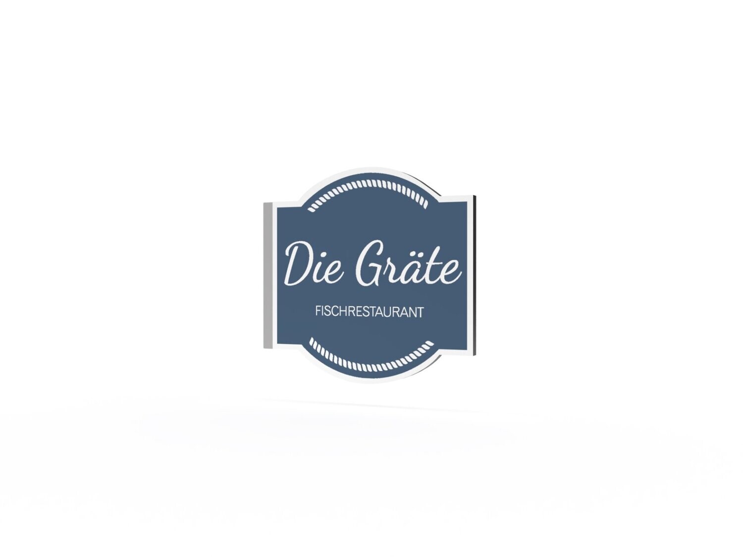 Werbeausleger, Die Gräte, 630 x 600 mm