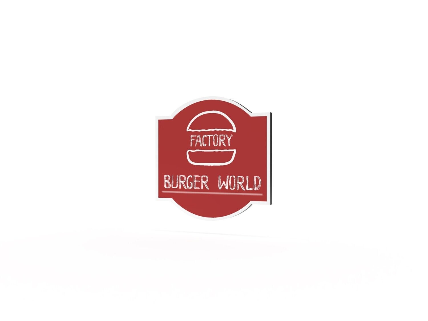 Werbeschild, Burger World, 600 x 600 mm