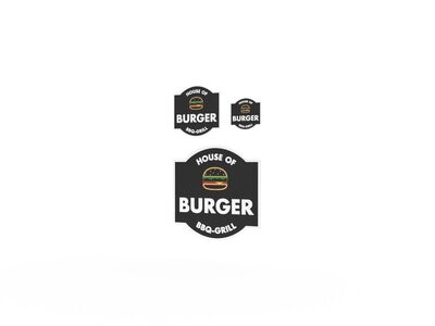 Werbeaufkleber, Burger, 3er Set