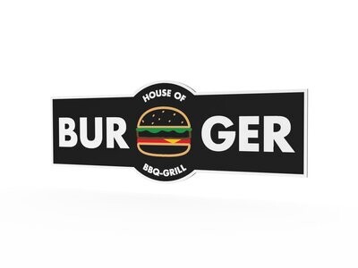 Werbeschild, Burger, 1600 x 600 mm Werbeschild, Burger, 1600 x 600 mm