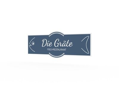 Werbeaufkleber, Die Gräte, 1200 x 475 mm Werbeaufkleber, Die Gräte, 1200 x 475 mm