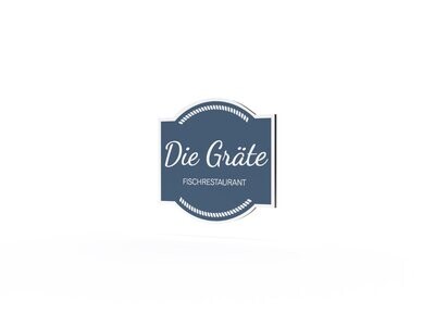 Werbeschild, Die Gräte, 600 x 600 mm Werbeschild, Die Gräte, 600 x 600 mm