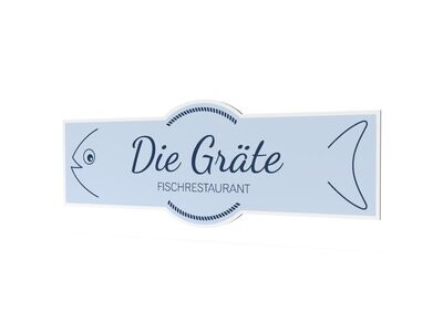Werbeschild, Die Gräte, 1600 x 600 mm Werbeschild, Die Gräte, 1600 x 600 mm