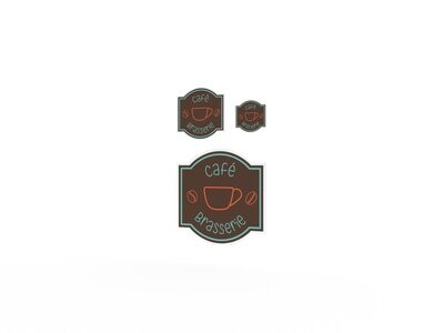 Werbeaufkleber, Café Brasserie, 3er Set Werbeaufkleber, Café Brasserie, 3er Set