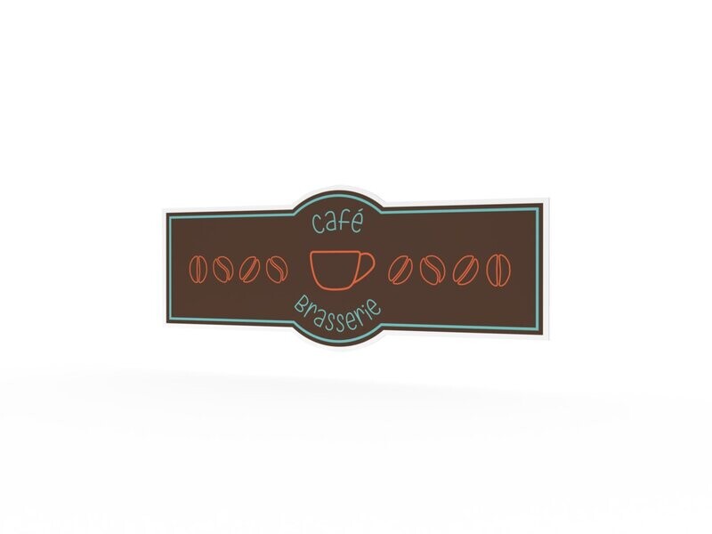 Werbeaufkleber, Café Brasserie, 1200 x 475 mm Werbeaufkleber, Café Brasserie, 1200 x 475 mm
