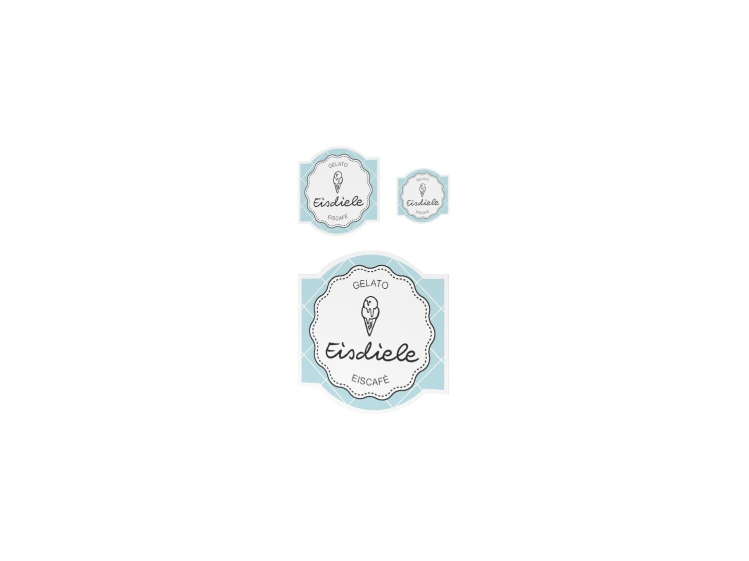 Werbeaufkleber, Eisdiele, 3er Set