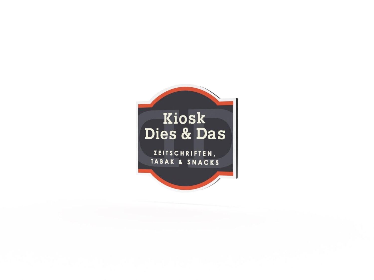 Werbeschild, Kiosk Dies & Das, 600 x 600 mm