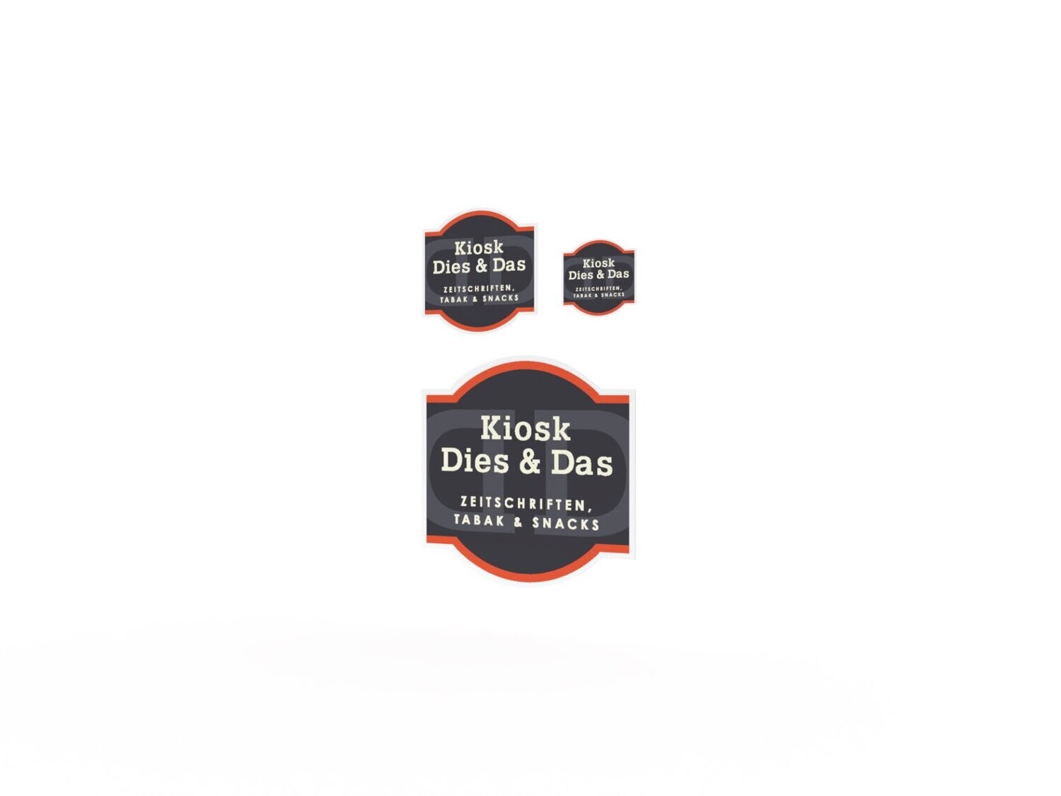 Werbeaufkleber, Kiosk Dies & Das, 3er Set