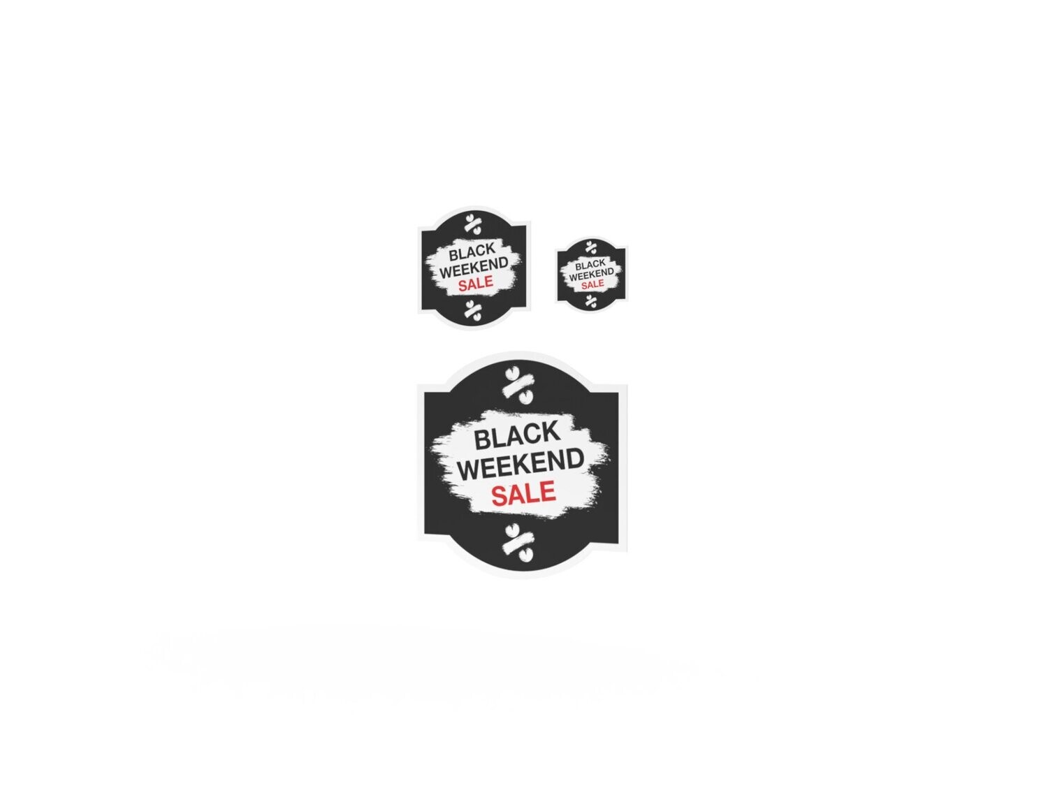 Werbeaufkleber, Black Weekend, 3er Set