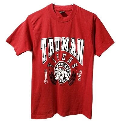 Truman Tigers High School Tee Vintage Fruit of Loom Short Sleeve Shirt Red Medium