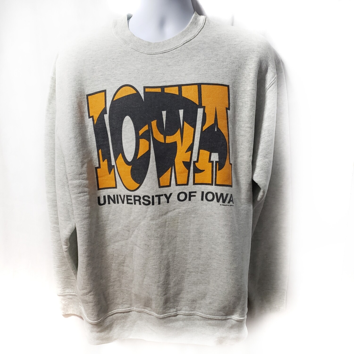 Iowa Hawkeyes Crewneck Vintage College Sweatshirt Large Gray 90s NCAA Apparel