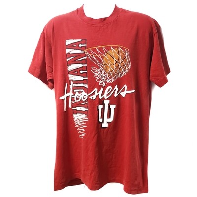 Indiana Hoosiers Basketball Shirt Large Fruit of the Loom Vintage NCAA College Hoops Tee