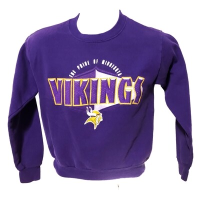 Minnesota Vikings Crewneck Retro NFL Purple Sweatshirt CSA Youth Large