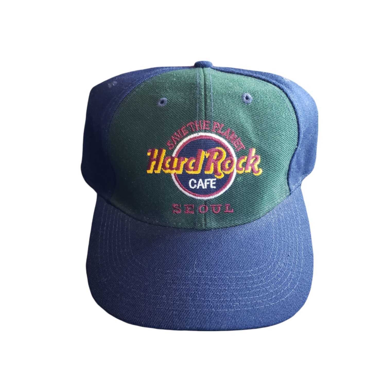 Hard Rock Cafe Snapback Hat Seoul Korea 90's Color Block Vintage Style