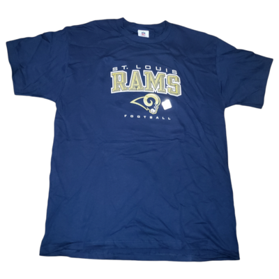 ST LOUIS RAMS Shirt Navy Blue Gold Ram Logo NFL Team Football Shirt