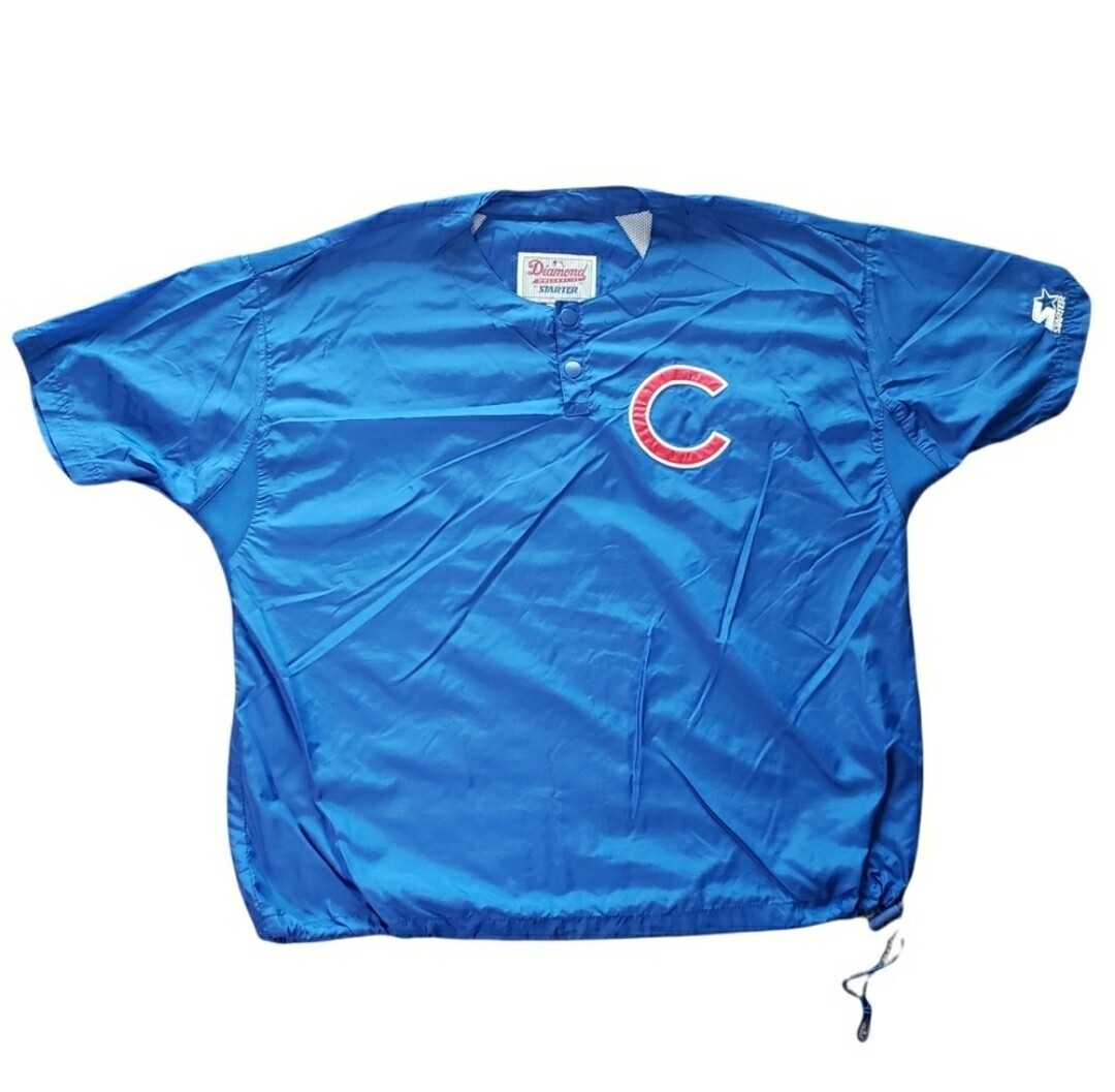 Chicago Cubs Windbreaker Shirt Starter Jacket MLB Bullpen Coat Large Diamond
