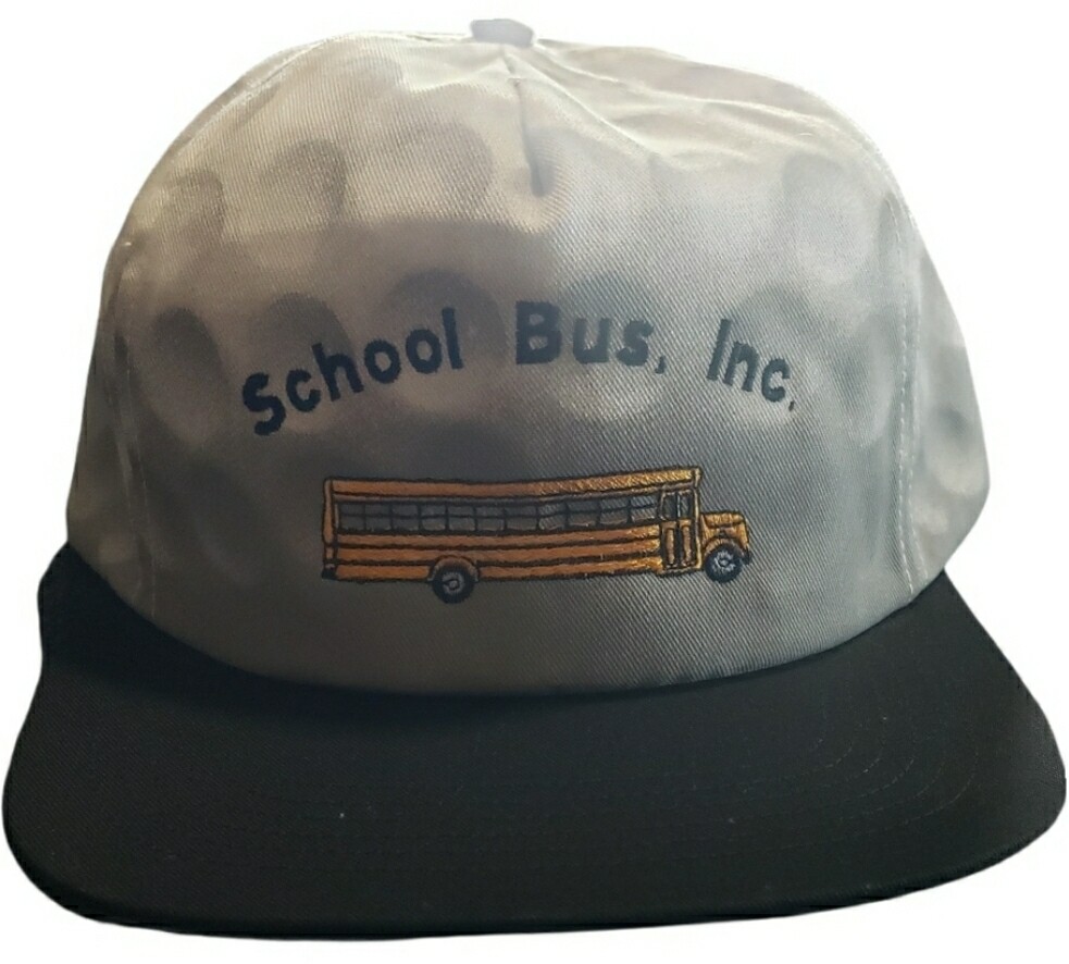 School Bus Snapback Vintage Sansun Golf Ball  Design Embroidered Yellow Bus