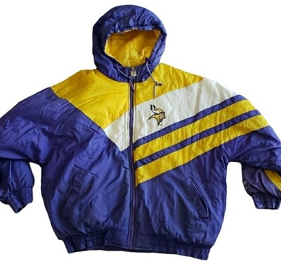 Minnesota Vikings Jacket XL Vintage Coat Logo 7 90s NFL Football Puffer Retro