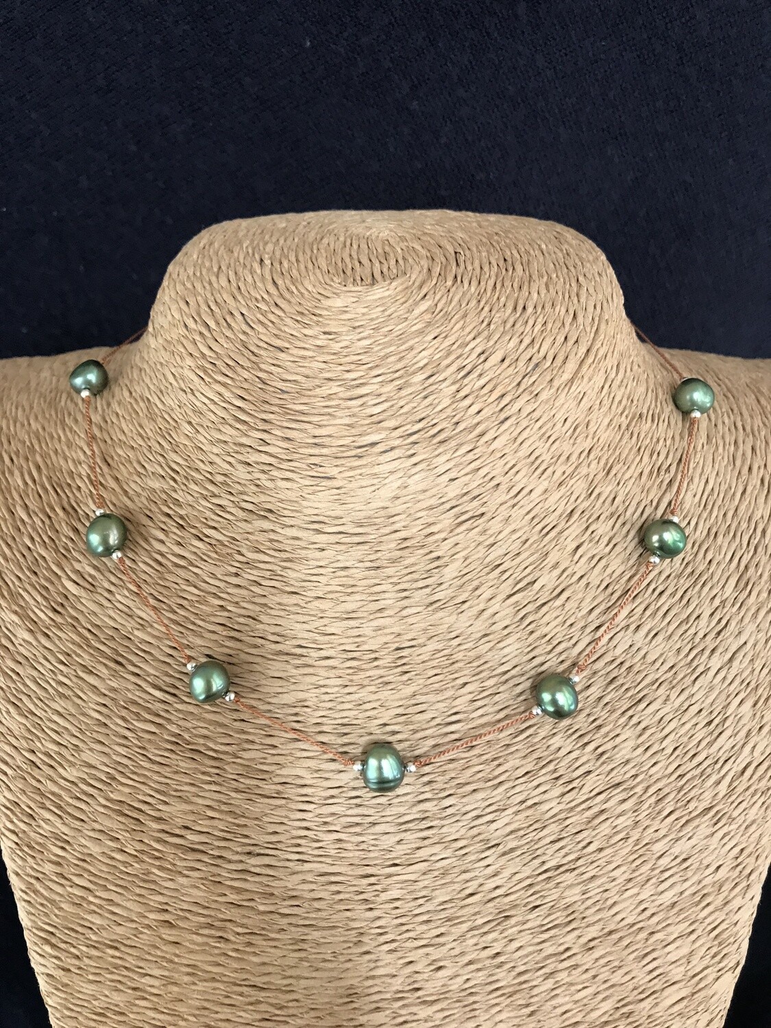 Green pearl necklace 18.5 inch