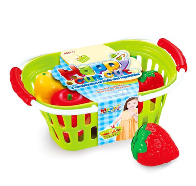 Play Food Set 11 pcs Plastic Cutting Fruits Vegetables w/basket