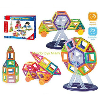 Mini Magnetic Blocks 86 pcs, Magnetic Tiles Building Blocks Set Multicolor Educational Toys