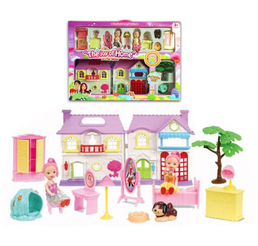 Dollhouse Villa w/light, bell sound, dog sound pretend play doll furniture toy girl play toy