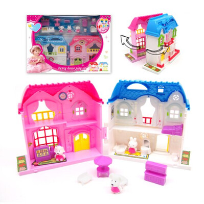 Mini Dollhouse Villa pretend play doll furniture toy girl play toy and animals!!