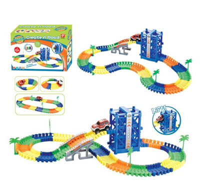 Racing track car flexible with lift create your own track 120 pcs