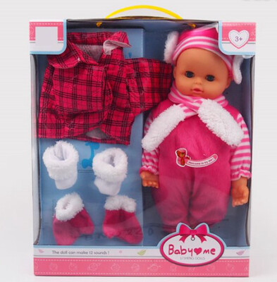 Fashion Dolls Beautiful 14 inch doll your little girl will love. With jacket, gloves, boots, scarf and cap well wrapped and very beautiful. It brings 12 different sounds